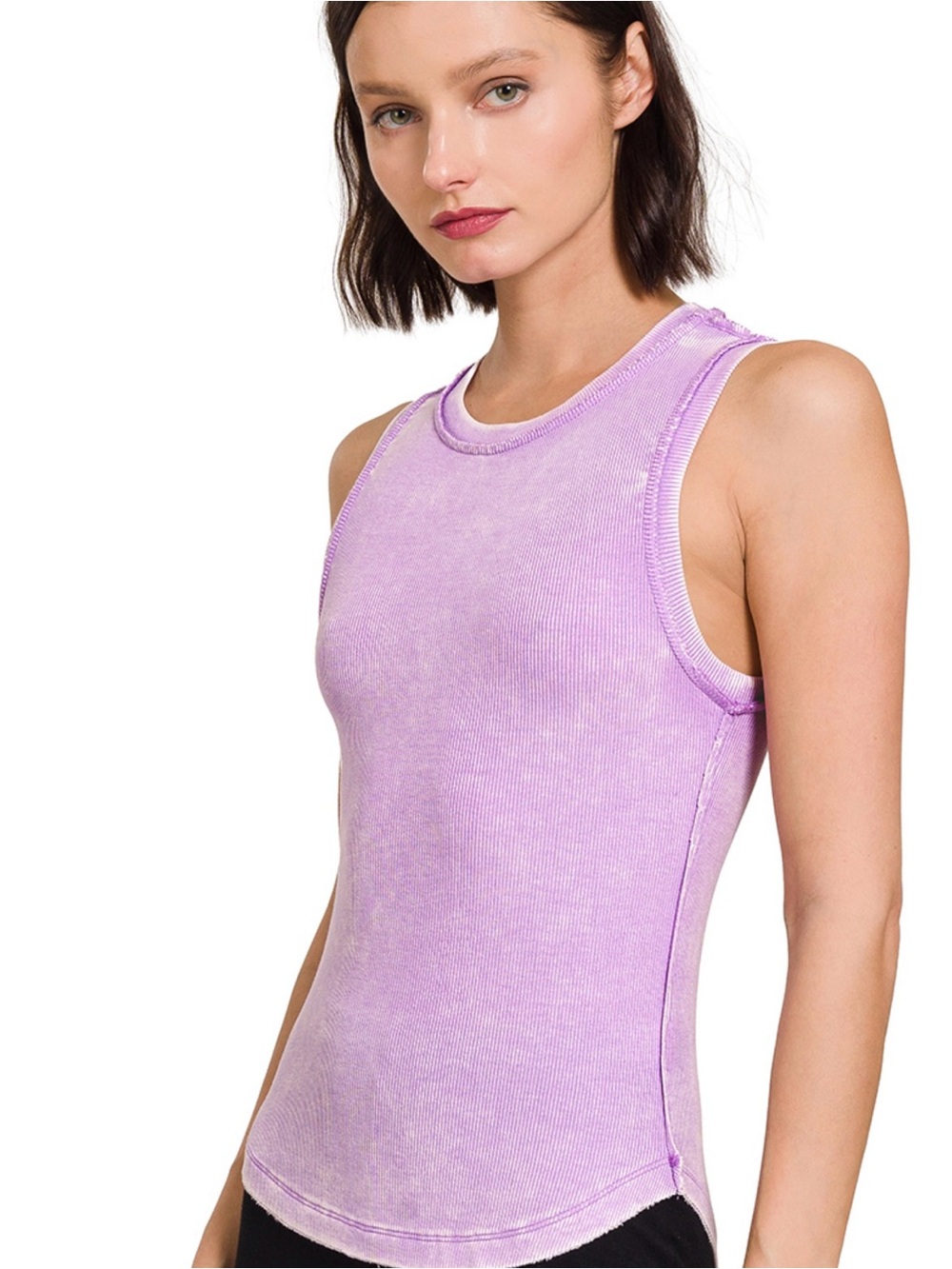 Zenana  Lavender Ribbed Tank Top